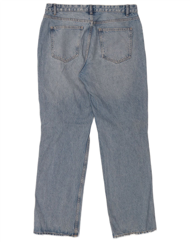 Jeans dritti invecchiati Zara da donna EU 44 Large W34 L32 Blu