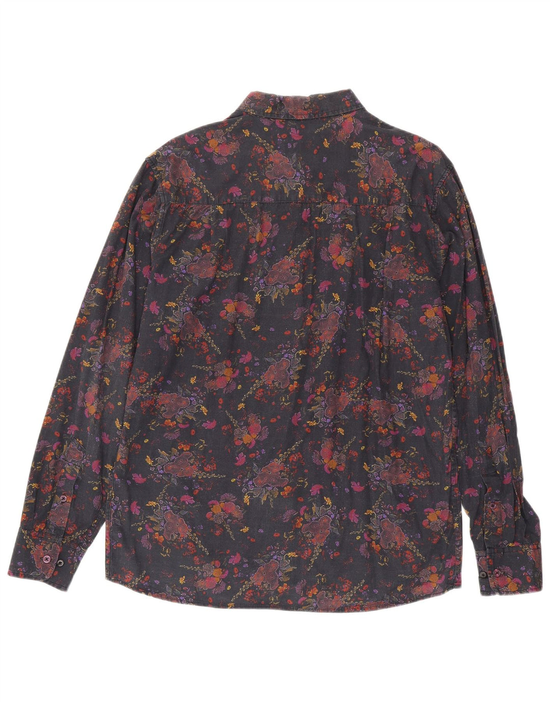 Camicia da uomo vintage grande in cotone floreale nero