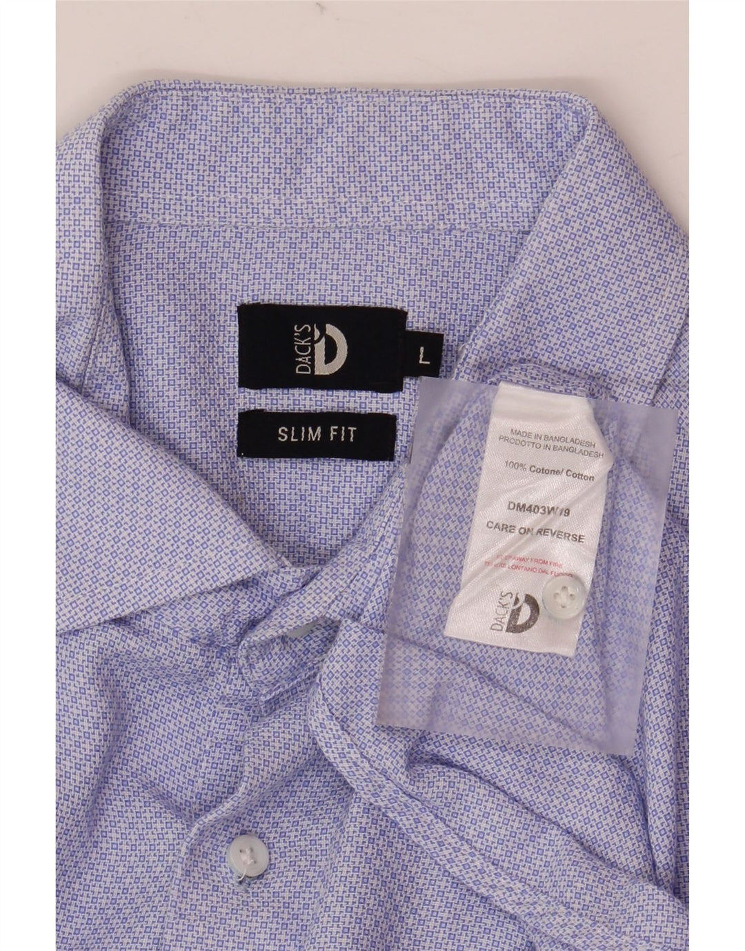 Camicia slim fit da uomo di Dack grande blu a rombi/cotone diamante