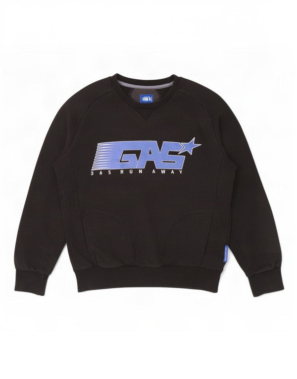 Gas Mens Graphic Sweatshirt Jumper Medium Black Cotton