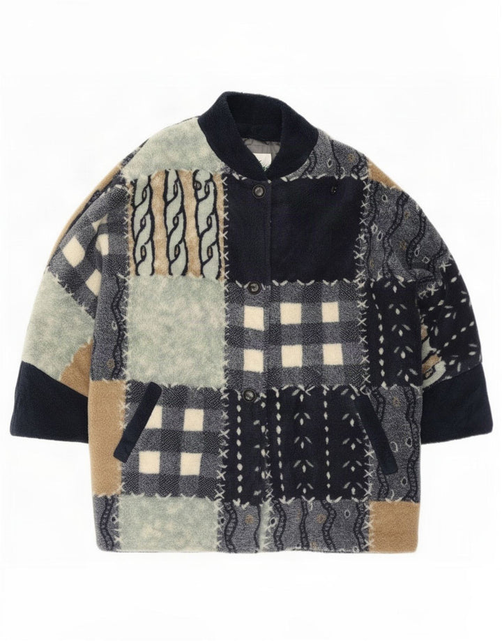 Giacca in pile poncho da donna Verde Piu UK 12 Patchwork medio multicolore