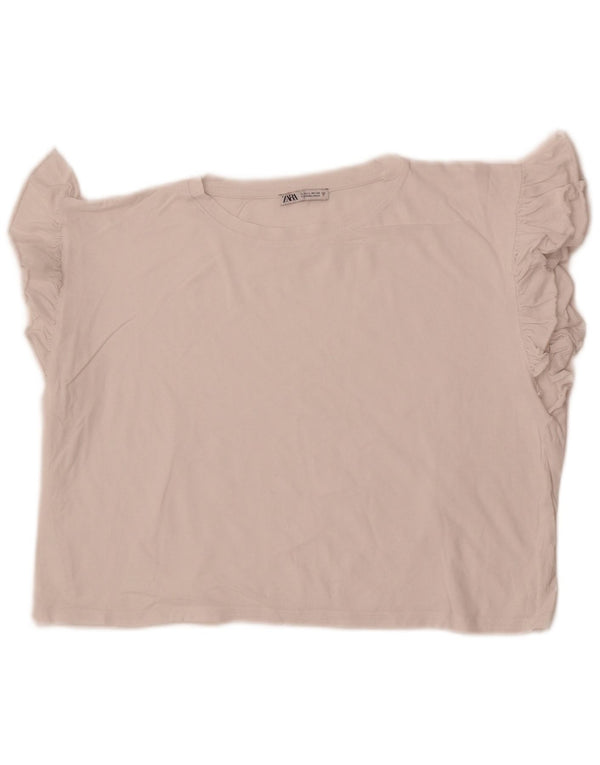 Top corto in camicetta corta da donna Zara UK 16 grande bianco