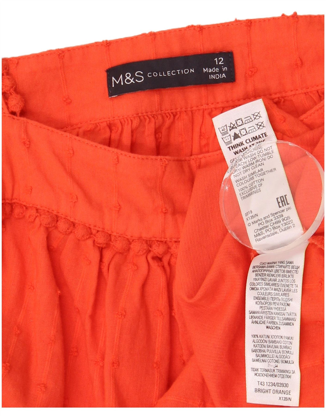 Top camicetta senza maniche da donna Marks & Spencer UK 12 medio arancione maculato