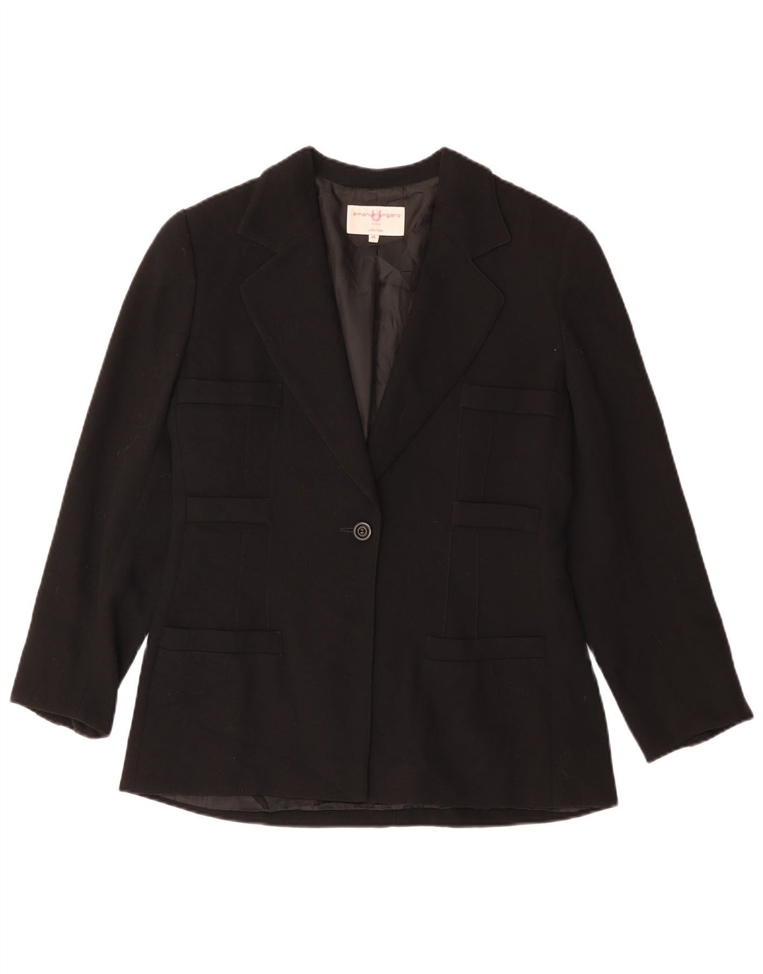 Giacca blazer da donna a 1 bottone Emanuel Ungaro IT 48 XL Nera
