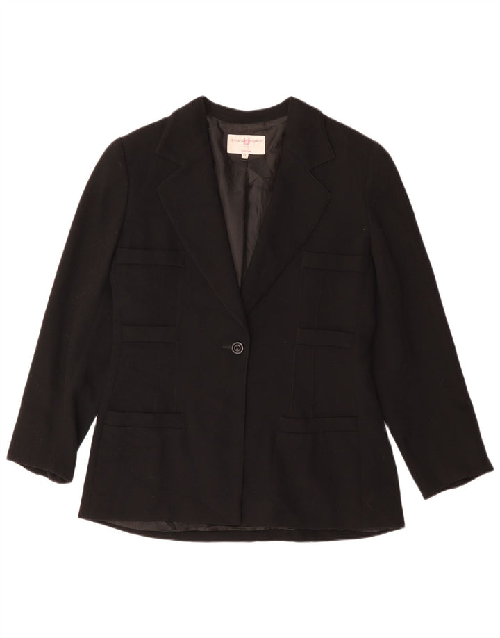 Giacca blazer da donna a 1 bottone Emanuel Ungaro IT 48 XL Nera