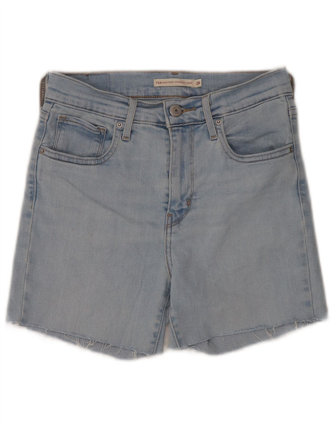 Pantaloncini di jeans a vita alta Levi's 724 da donna W26 piccoli in cotone blu