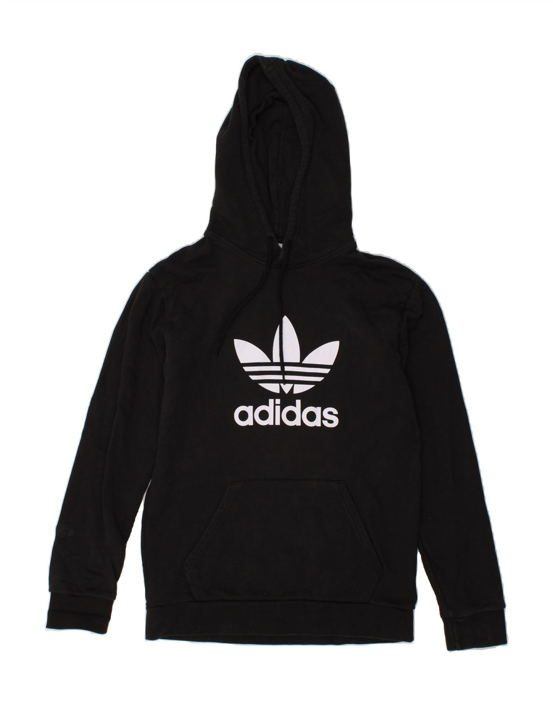 ADIDAS Mens Graphic Hoodie Jumper Small Black Vintage Adidas and Second-Hand Adidas from Messina Hembry 