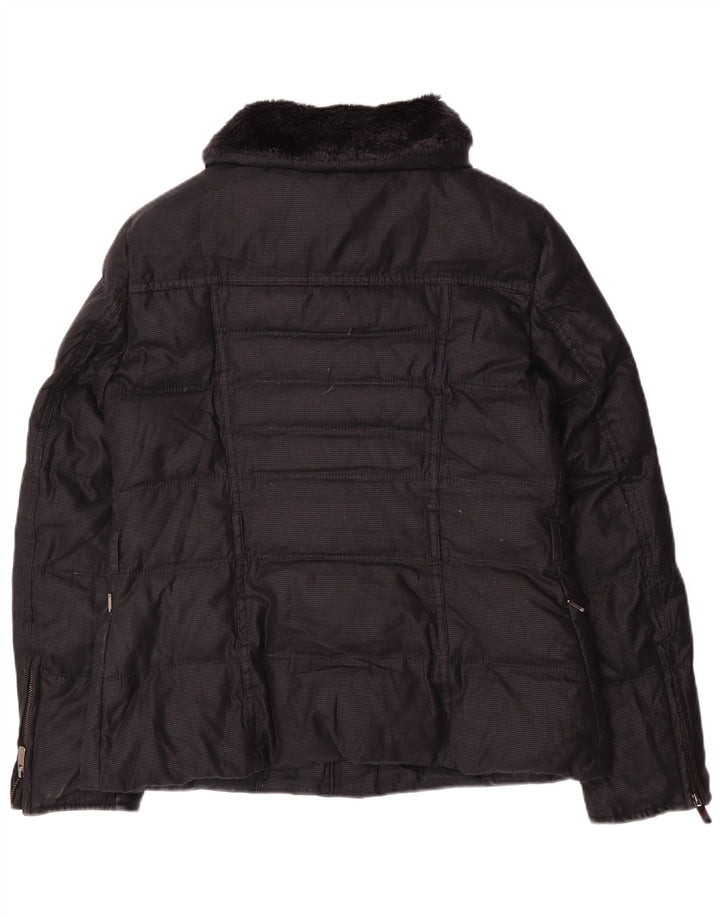 Giacca imbottita da donna Zara UK 14 grande in acrilico nero