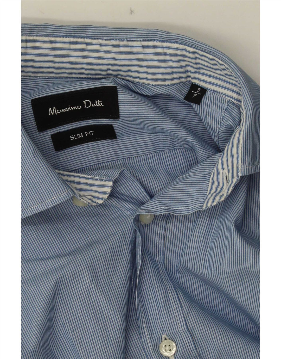 Camicia da uomo slim fit Massimo Dutti piccola in cotone gessato blu