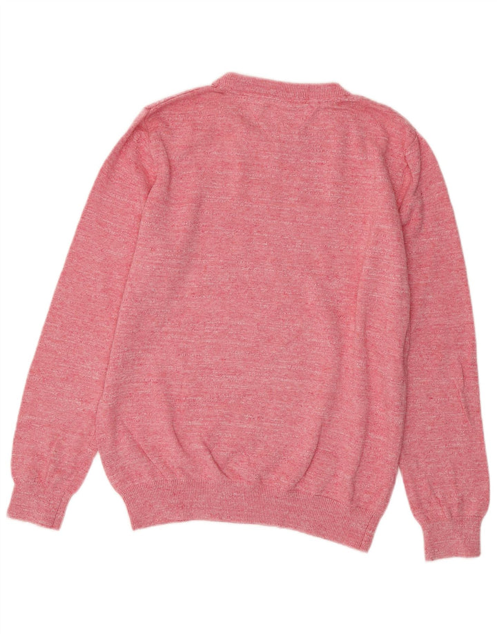 Maglione maglione girocollo da uomo Tommy Hilfiger grande cotone chiazzato rosa