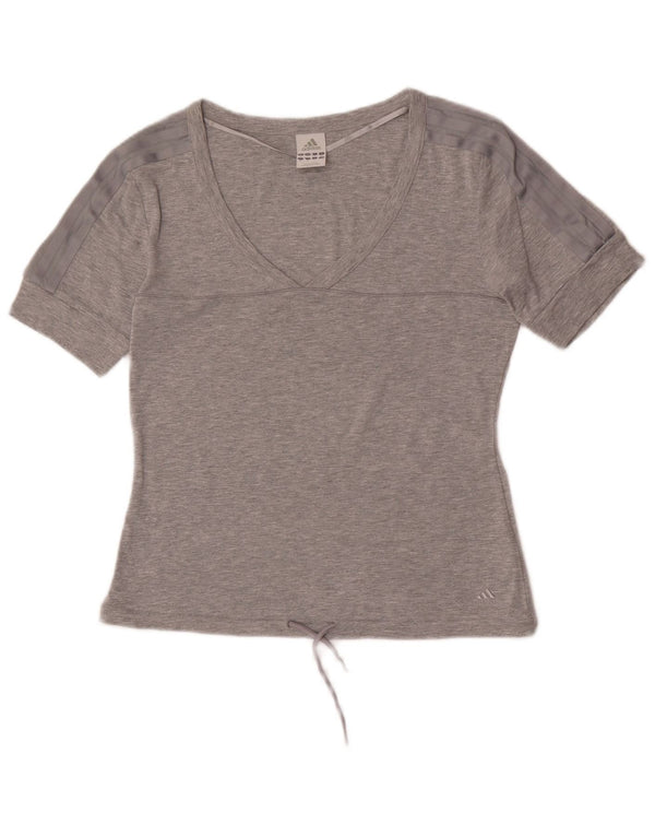 T-shirt corta da donna Adidas UK 12 cotone chiazzato grigio medio
