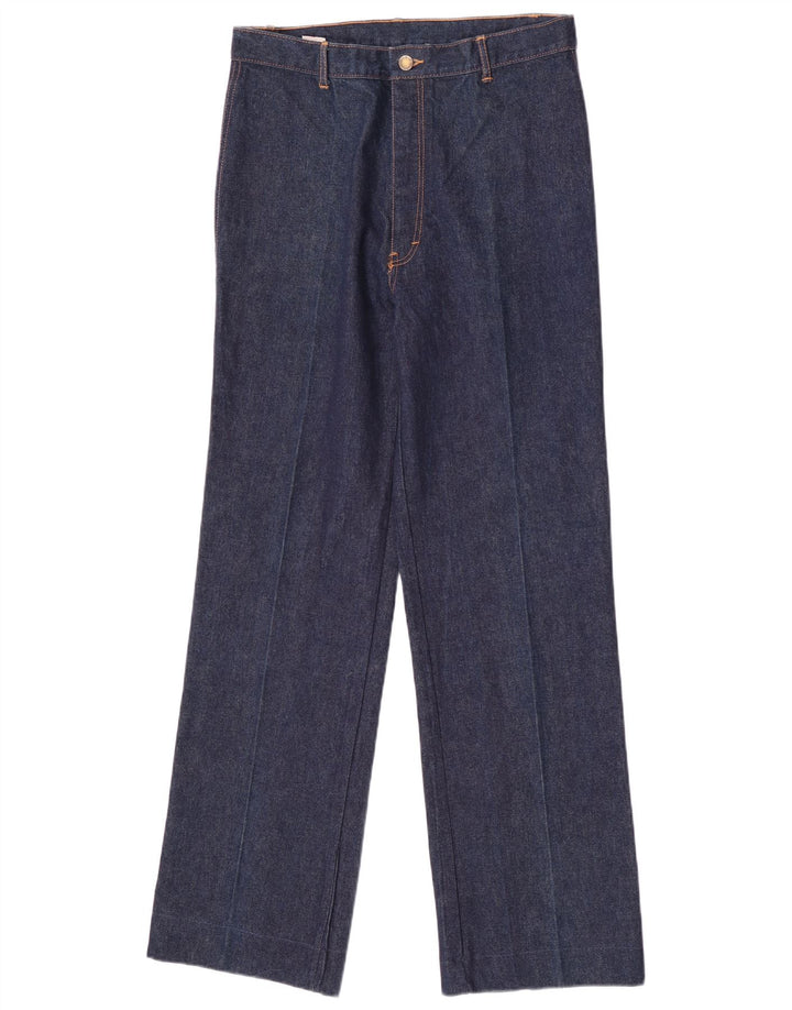 Jeans dritti da donna vintage W34 L32 in cotone blu navy