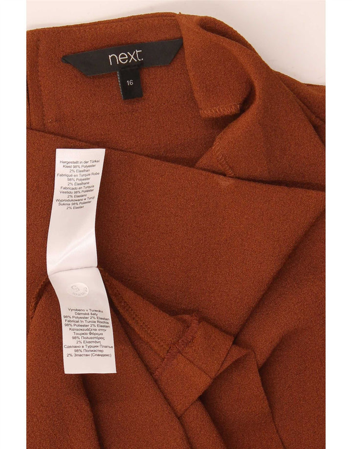 Abito tubino senza maniche da donna UK 16 Large Marrone Poliestere