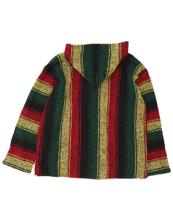 Maglione vintage da uomo messicano con cappuccio a righe multicolori