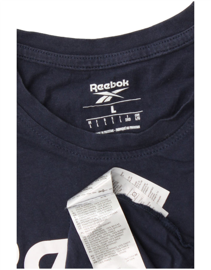 T-shirt grafica da uomo Reebok Top Large in cotone blu navy