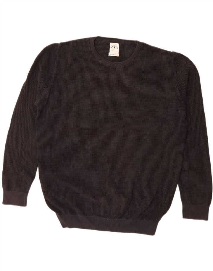 Maglione ZARA da uomo girocollo in cotone nero medio