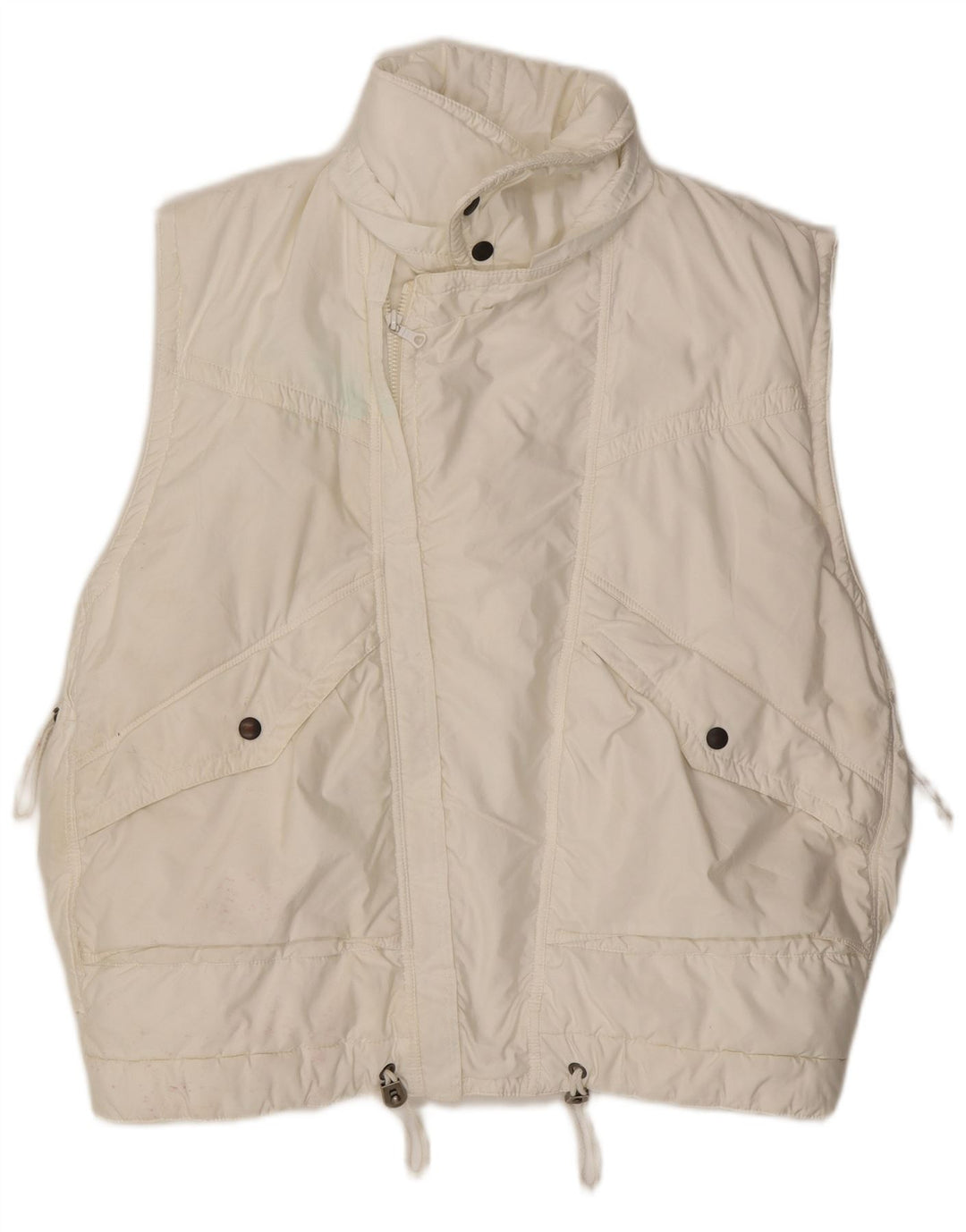 Gilet imbottito vintage da uomo vestibilità ampia UK 38 poliestere bianco medio