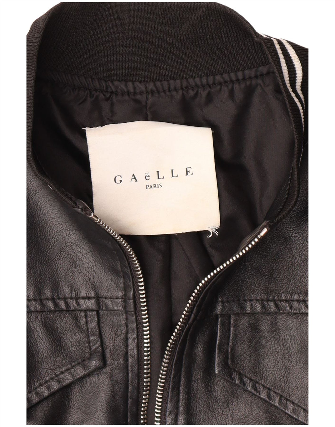 Giacca in pelle corta grafica da donna GAELLE UK 6 XS Nera