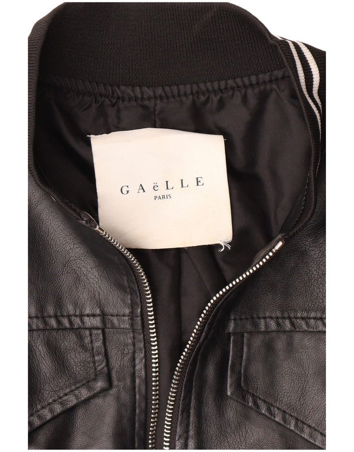 Giacca in pelle corta grafica da donna GAELLE UK 6 XS Nera