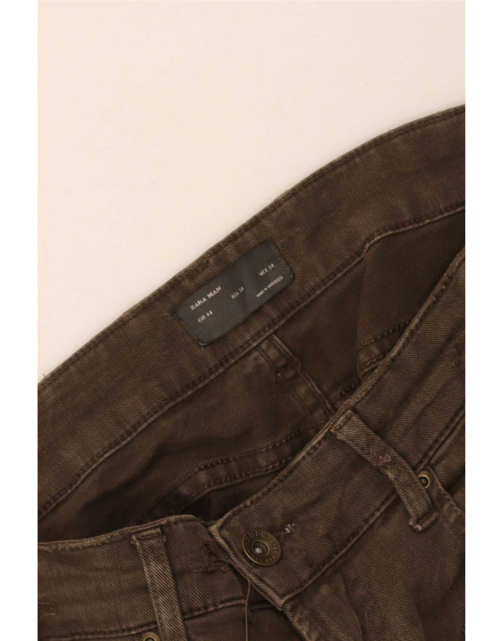 Pantaloni cargo slim da uomo Zara EU 44 Large W34 L29 Cachi