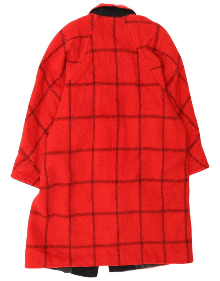 Cappotto doppiopetto oversize da donna vintage IT 44 lana a quadri rossi medi