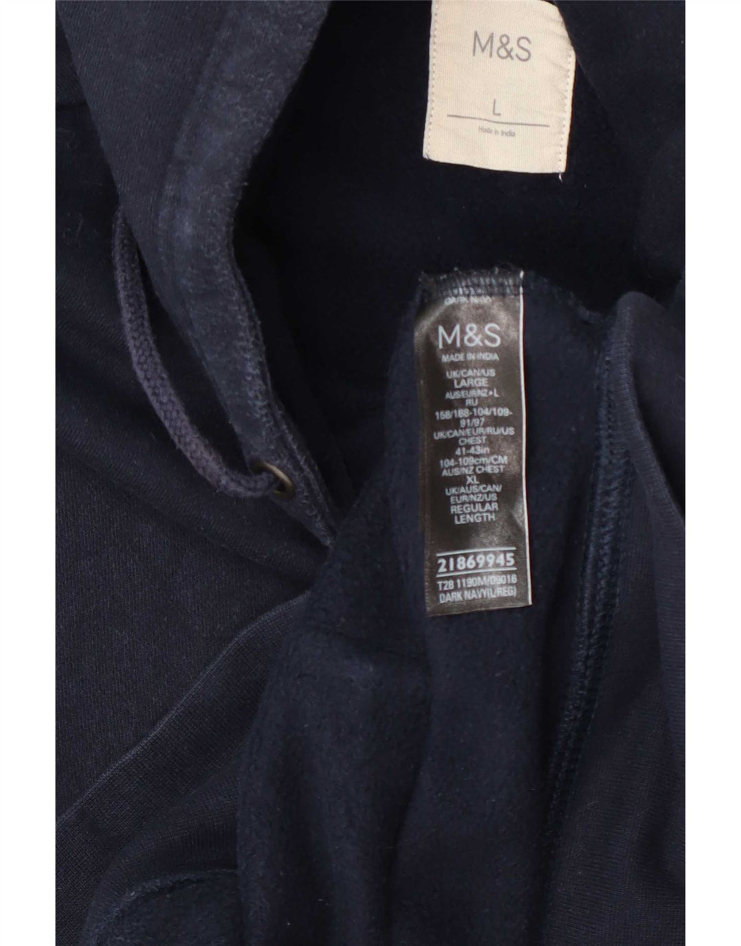 Maglione con cappuccio e zip da uomo Marks & Spencer grande in cotone blu navy