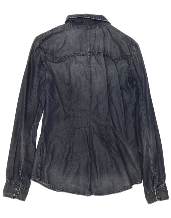 Camicia di jeans da donna Diesel UK 12 cotone blu navy medio