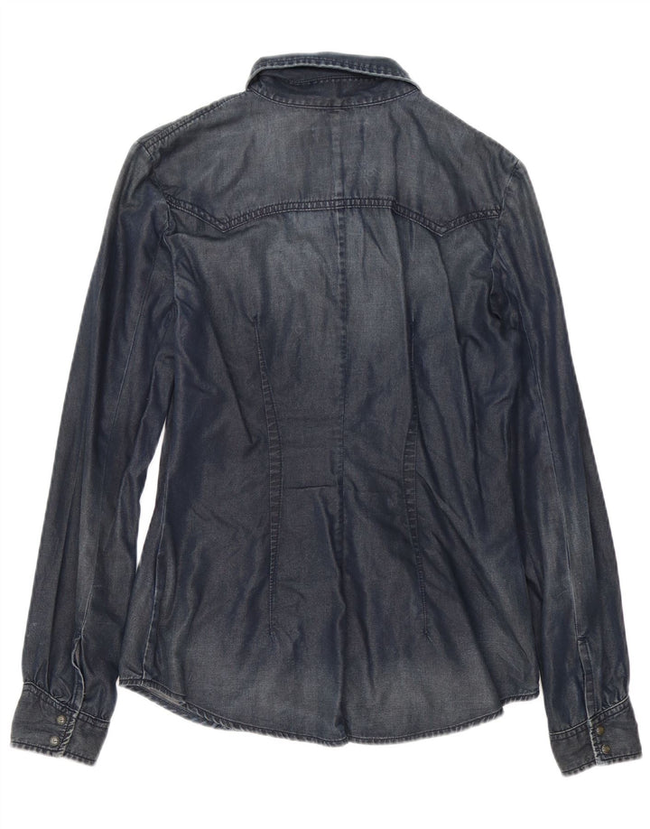 Camicia di jeans da donna Diesel UK 12 cotone blu navy medio
