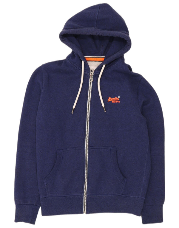 Maglione con cappuccio e zip da uomo Superdry in cotone blu navy medio