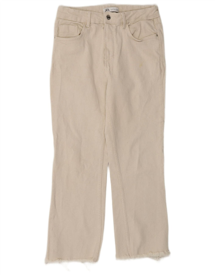Jeans corti da donna Zara EU 40 medio W30 L25 cotone beige