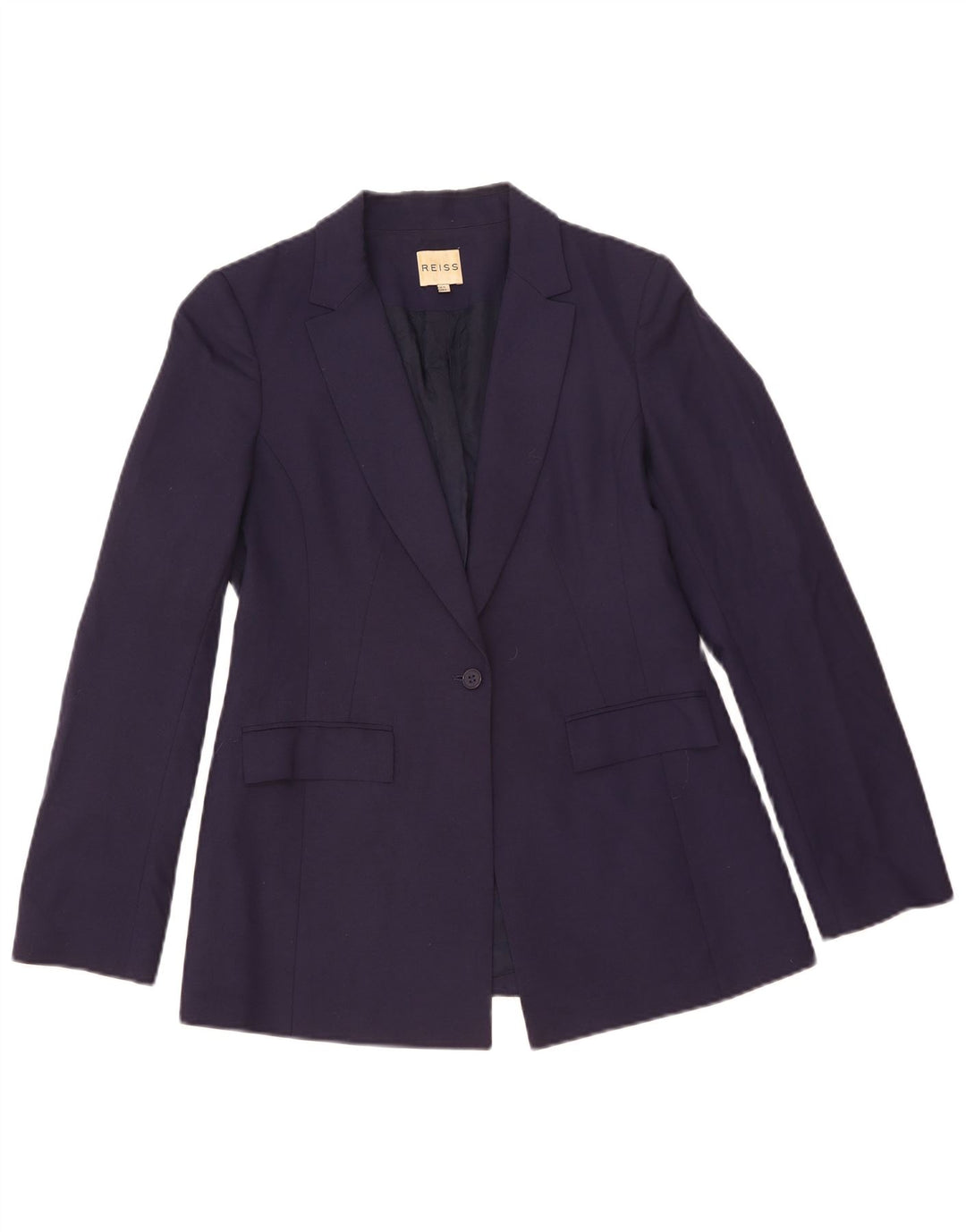 Giacca blazer da donna a 1 bottone Reiss UK 10 piccola in viscosa blu navy