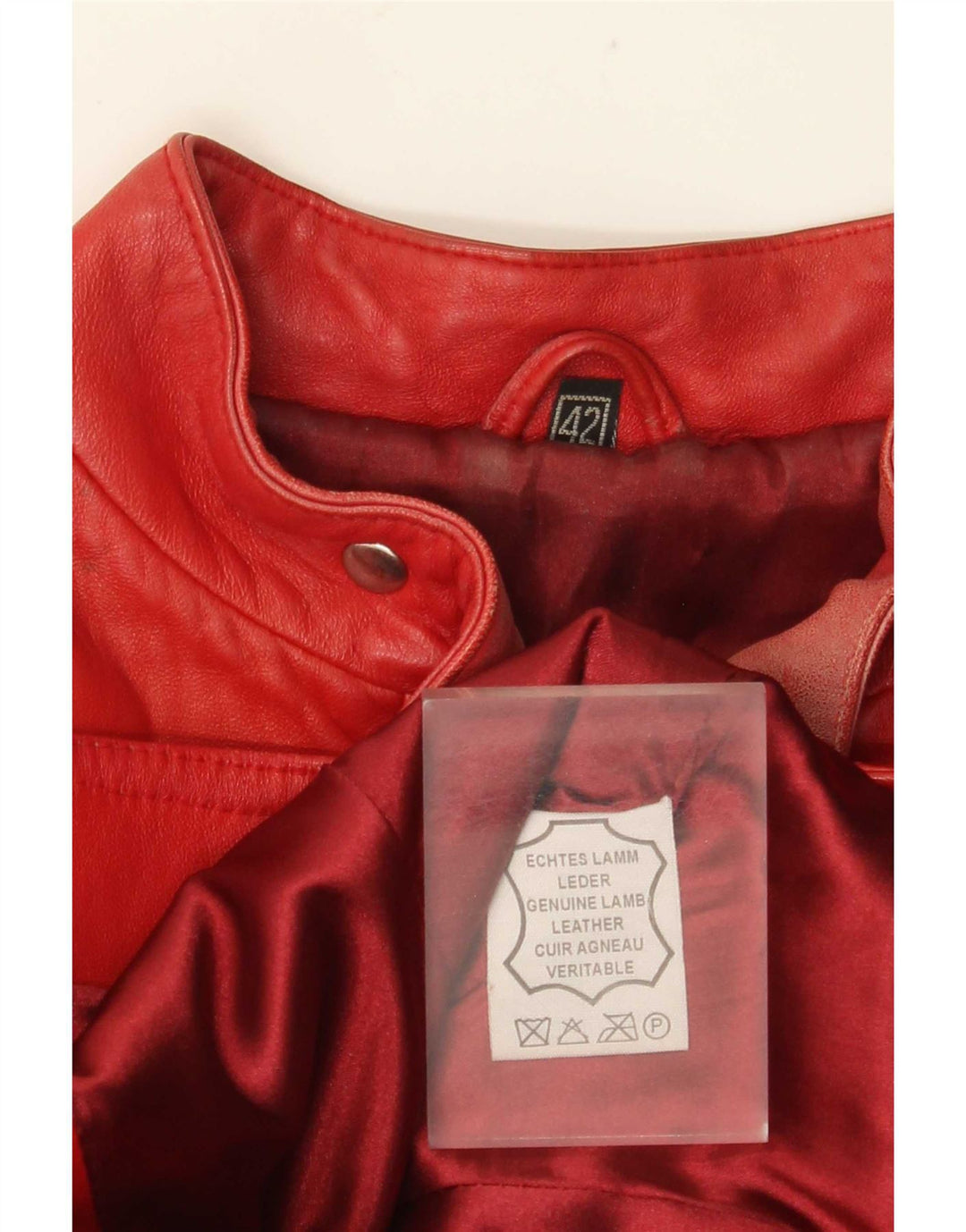 Giacca da corsa in pelle corta da donna VINTAGE IT 42 Pelle rossa media