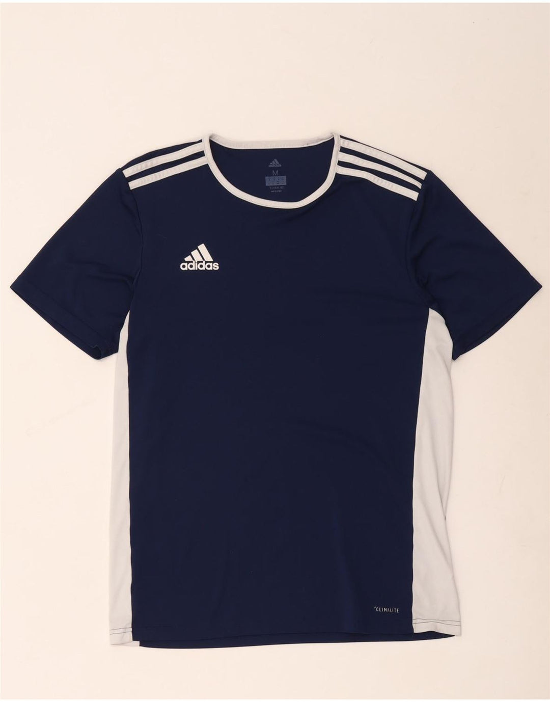 T-shirt Adidas Climalite da uomo Top medio in poliestere color block blu navy
