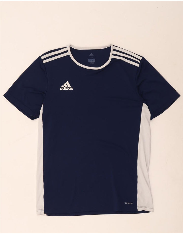T-shirt Adidas Climalite da uomo Top medio in poliestere color block blu navy