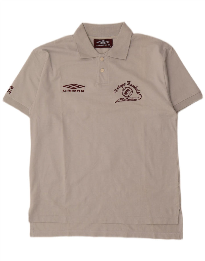Polo grafica da uomo Umbro in cotone grigio medio