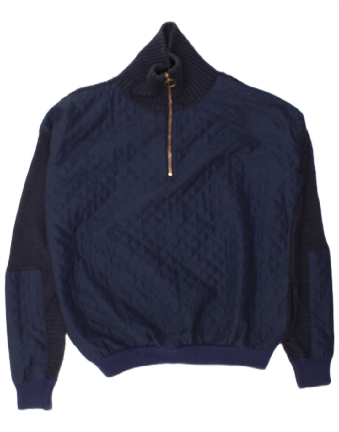 Topshop Maglione da donna oversize con collo con zip UK 12 Medio Blu Navy