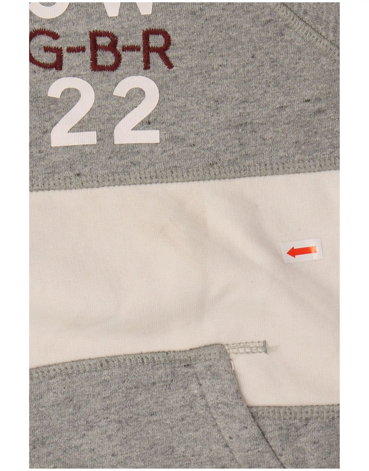 JACK WILLS Felpa con cappuccio grafica da donna UK 12 Blocco colore grigio medio