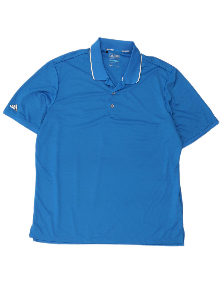 Polo Adidas Climacool da uomo XL in poliestere a righe blu