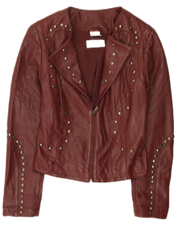 Giacca da motociclista in pelle da donna Amy Vermont EU 38 Borgogna media maculata