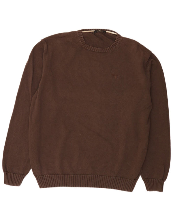 Barbour Mens Crew Neck Jumper Sweater 2XL Brown Cotton