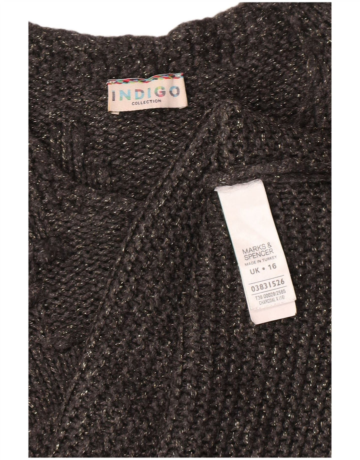 Maglione maglione girocollo da donna Marks & Spencer UK 16 grande grigio screziato