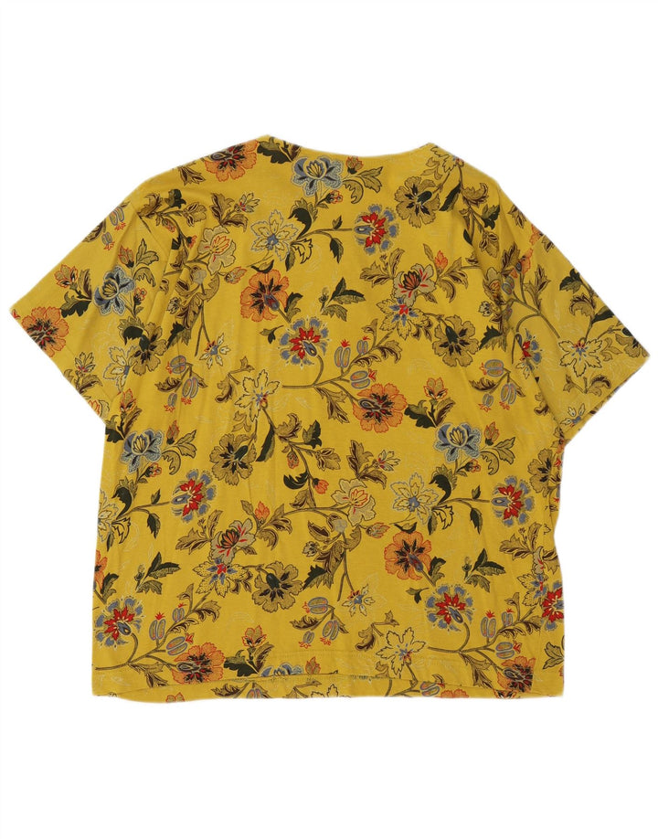 Camicetta da donna VINTAGE Top UK 12 Cotone floreale giallo medio