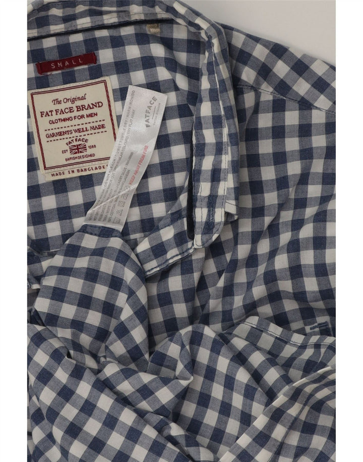 FAT FACE Camicia da uomo in cotone a quadri piccoli blu