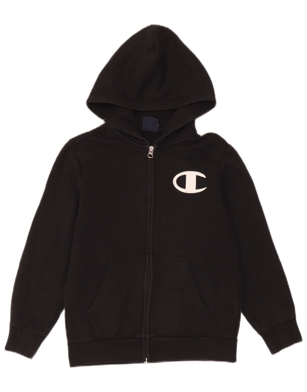 Maglione con cappuccio e zip grafica Champion da ragazzo 9-10 anni in cotone nero medio
