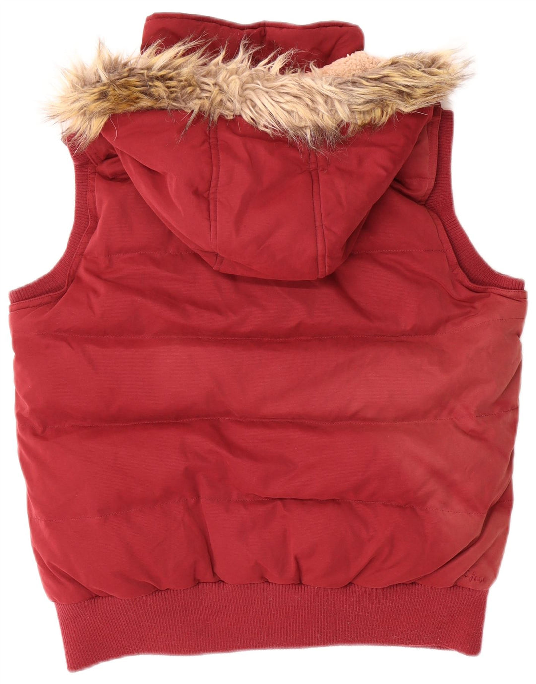 Gilet imbottito con cappuccio da donna Fat Face UK 14 grande rosso poliestere