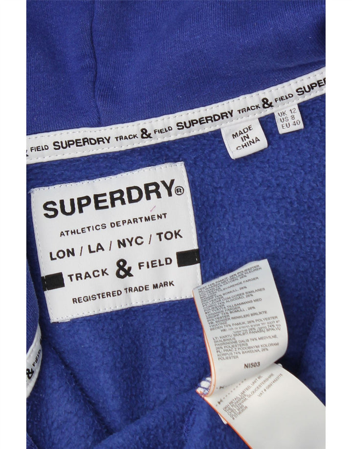 Felpa con cappuccio e zip grafica da donna Superdry UK 12 Cotone blu medio