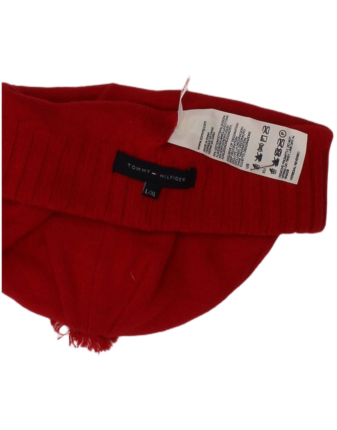 Tommy Hilfiger Donna Cappello Beanie Lavorato a Maglia Grande/XL Rosso Cotone