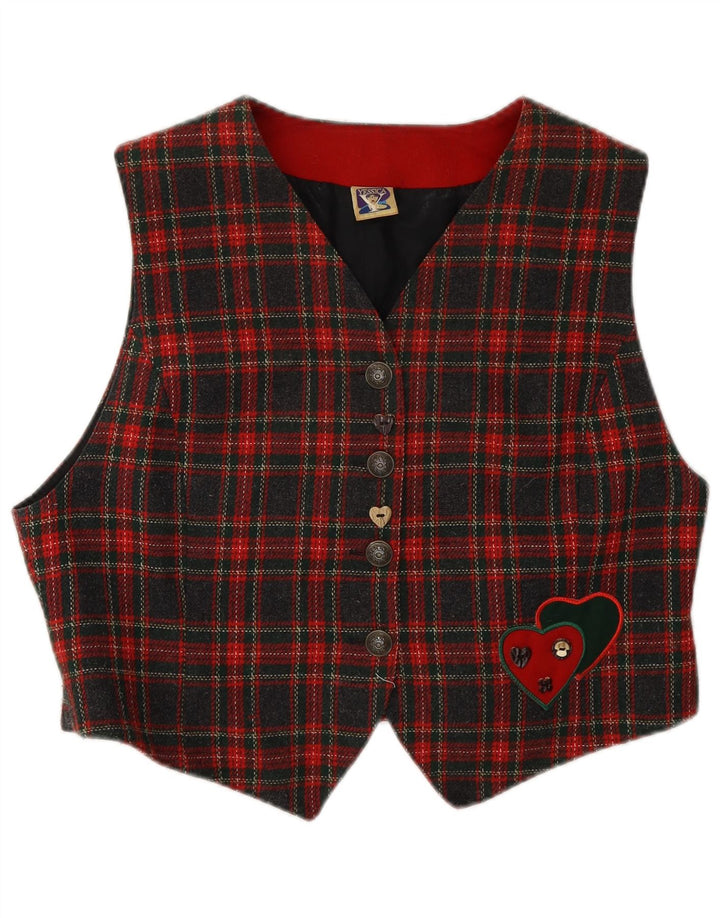 Gilet corto da donna C&A UK 16 Poliestere a quadri rossi grandi