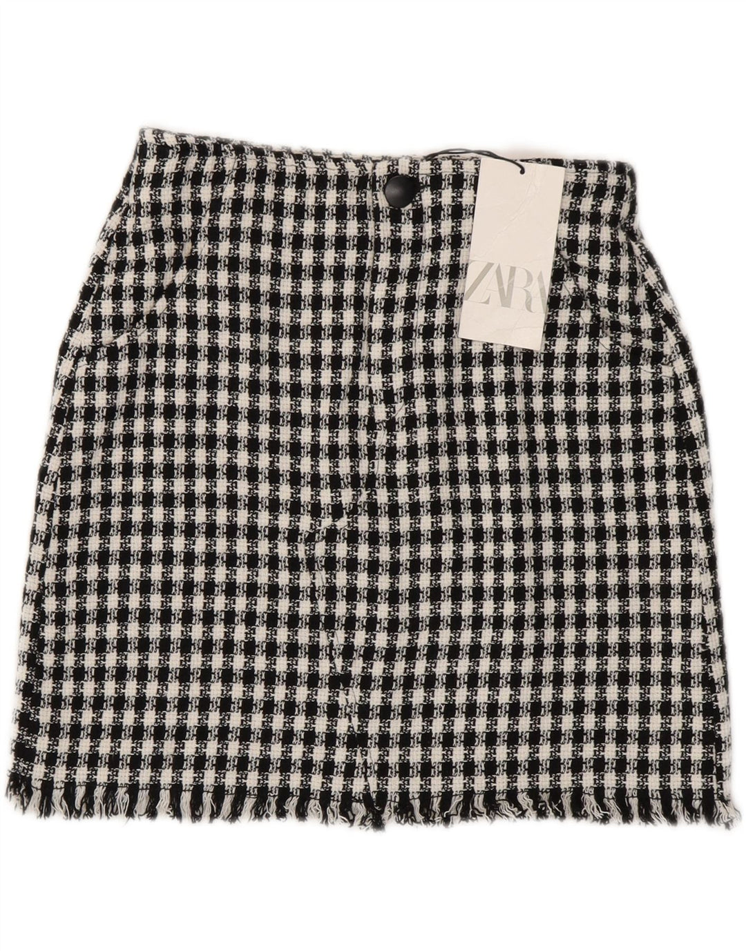 Minigonna Zara da donna piccola W26 in cotone a quadri nero