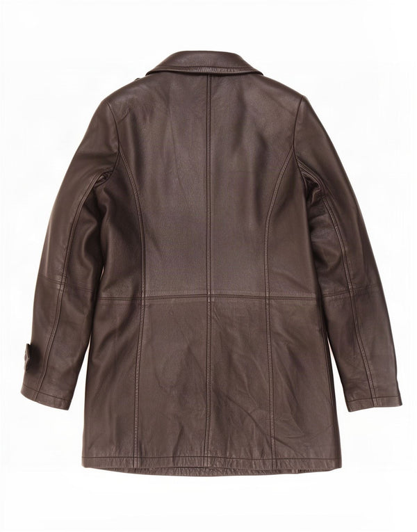 Cappotto in pelle vintage da donna UK 10 piccolo nero